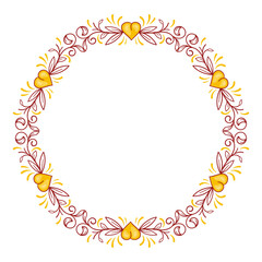 vector hand drawn flat design hearts border and frame