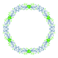 vector hand drawn flat design hearts border and frame