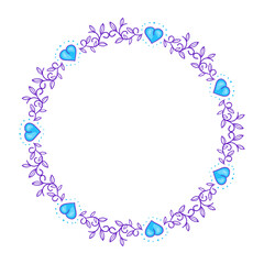 vector hand drawn flat design hearts border and frame