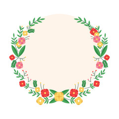 Beautiful illustration of floral wreath on white background