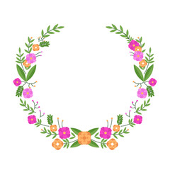 Beautiful illustration of floral wreath on white