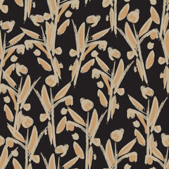 Neutral Colour Abstract Floral Seamless Pattern Design