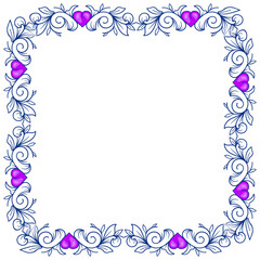 Hand drawn flat design hearts border and frame
