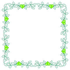 Hand drawn flat design hearts border and frame