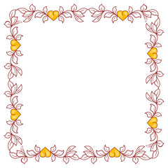 Hand drawn flat design hearts border and frame
