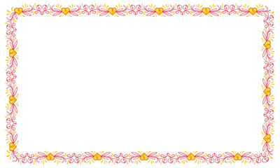 Hand drawn flat design hearts border and frame