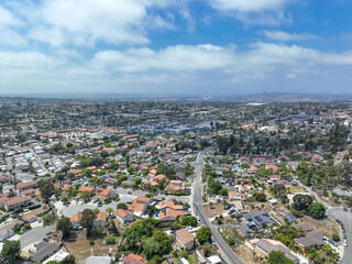 Fototapeta premium Aerial view of houses and communities in Vista, Carlsbad in North County of San Diego, California. USA.