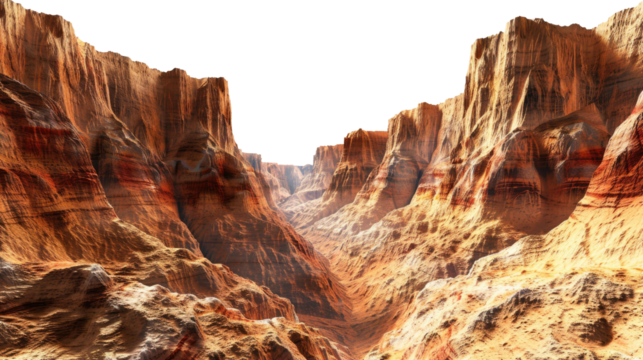 Canyon landscape with intricate rock formations isolated on transparent background