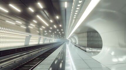 Obraz premium Paris metro station with futuristic design, Transportation, Modern, Clean lines, bright lights, efficient layout