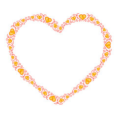 Hand drawn flat design hearts border and frame