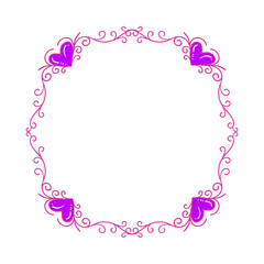 Hand drawn flat design hearts border and frame