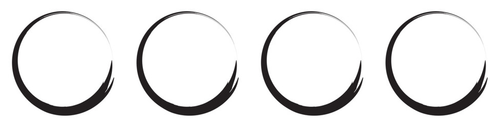 Grunge circle brush ink frames set. Clip-art illustration set on white background.  Vector illustration. EPS 10/AI