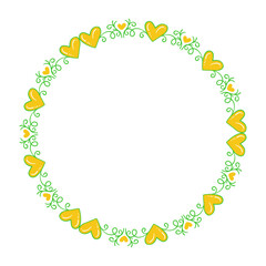Hand drawn flat design hearts border and frame