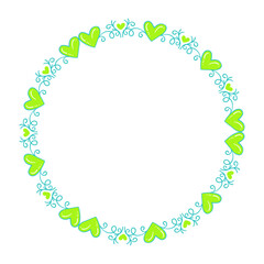 Hand drawn flat design hearts border and frame