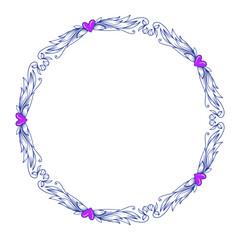 Hand drawn flat design hearts border and frame