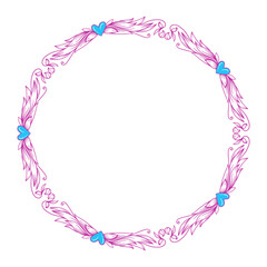 Hand drawn flat design hearts border and frame