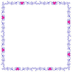 Fototapeta premium Hand drawn flat design hearts border and frame