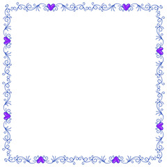 Hand drawn flat design hearts border and frame