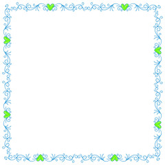 Hand drawn flat design hearts border and frame