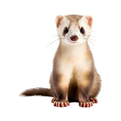 Fototapeta premium Cute ferret sitting (PNG) isolated on transparent background