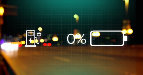 Digital display showing battery icon and charging symbol