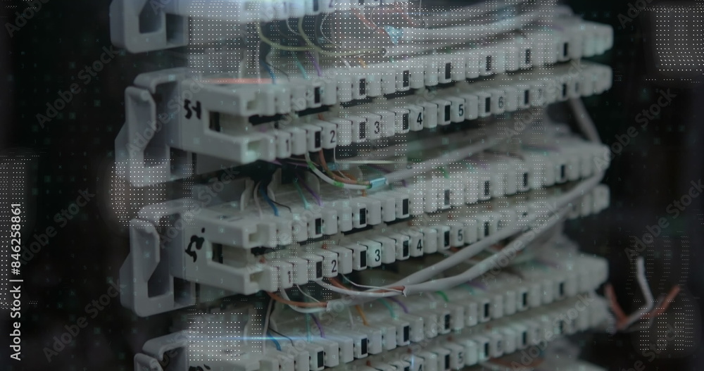 Poster close-up of server hardware with numerous cables and connections