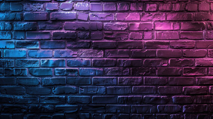 Brick wall with a neon pink and purple glow