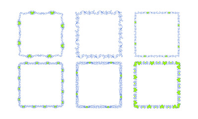 Hand drawn flat design hearts border and frame collection