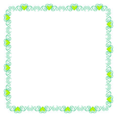 Hand drawn flat design hearts border and frame