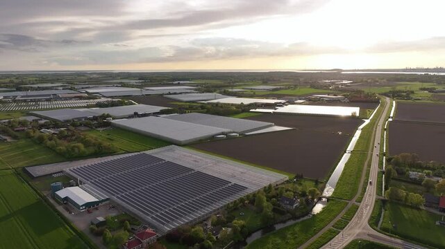 Industrial farming greenhouses, agricultural property, organic crops 