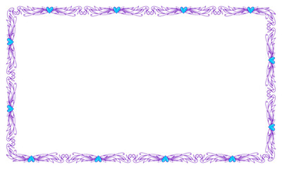 Hand drawn flat design hearts border and frame