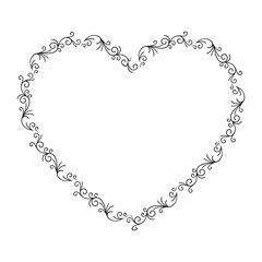 Hand drawn flat design hearts border and frame