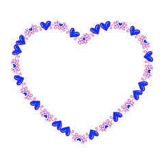 Hand drawn flat design hearts border and frame