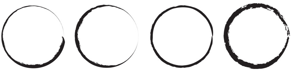 Grunge circle brush ink frames set. Clip-art illustration set on white background.  Vector illustration. EPS 10/AI