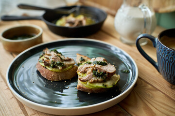 delicious homemade open face sandwich