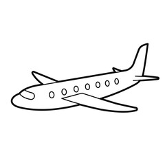 Simple cartoon Airplane. Air travel. Vector illustration. Outline illustration, design elements.
