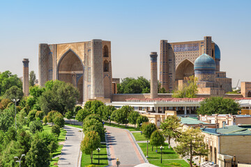 Awesome view of the Bibi-Khanym Mosque in Samarkand, Uzbekistan