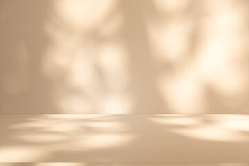 Wall interior autumn background, studio, and backdrops show products. with shadow color beige...