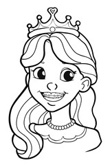 Obraz premium A simple coloring page of a beautiful princess