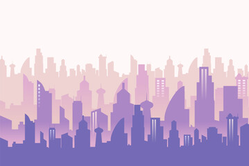 Fototapeta premium Modern cityscape silhouette background. Vector illustration banner template