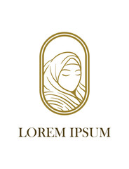 hijab is mean women scarf musl;imah fashion logo icon, vector