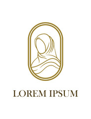 hijab is mean women scarf musl;imah fashion logo icon, vector