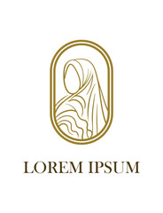 hijab is mean women scarf musl;imah fashion logo icon, vector