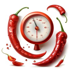 alarm clock  red hot chili pepper on white background generative ai.