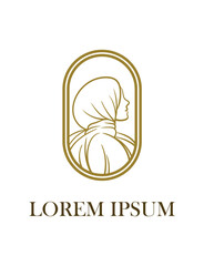 hijab is mean women scarf musl;imah fashion logo icon, vector