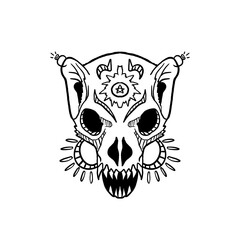 sable skull traditional element illustration PNG