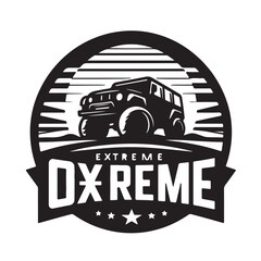 Extreme off-road vehicle SUV on mountain, extreme off-road jeep logo design © Trendy_Desing