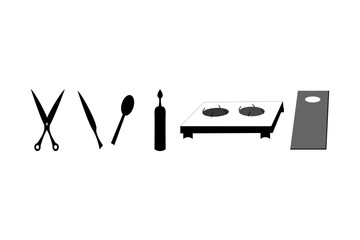 black and white kitchen tool, kitchen tools vector art.