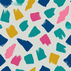 Naklejka premium Seamless pattern of hand-painted swatches and textured paper cutouts, Generative AI