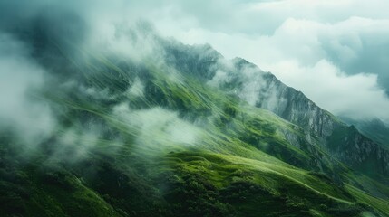 Nature s beauty Cloud filled green mountain landscape